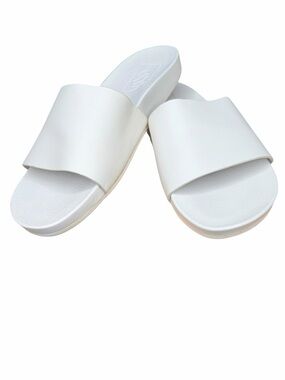 Vans Decon Slide Sandals White Leather Women’s US 9 Comfort Casual